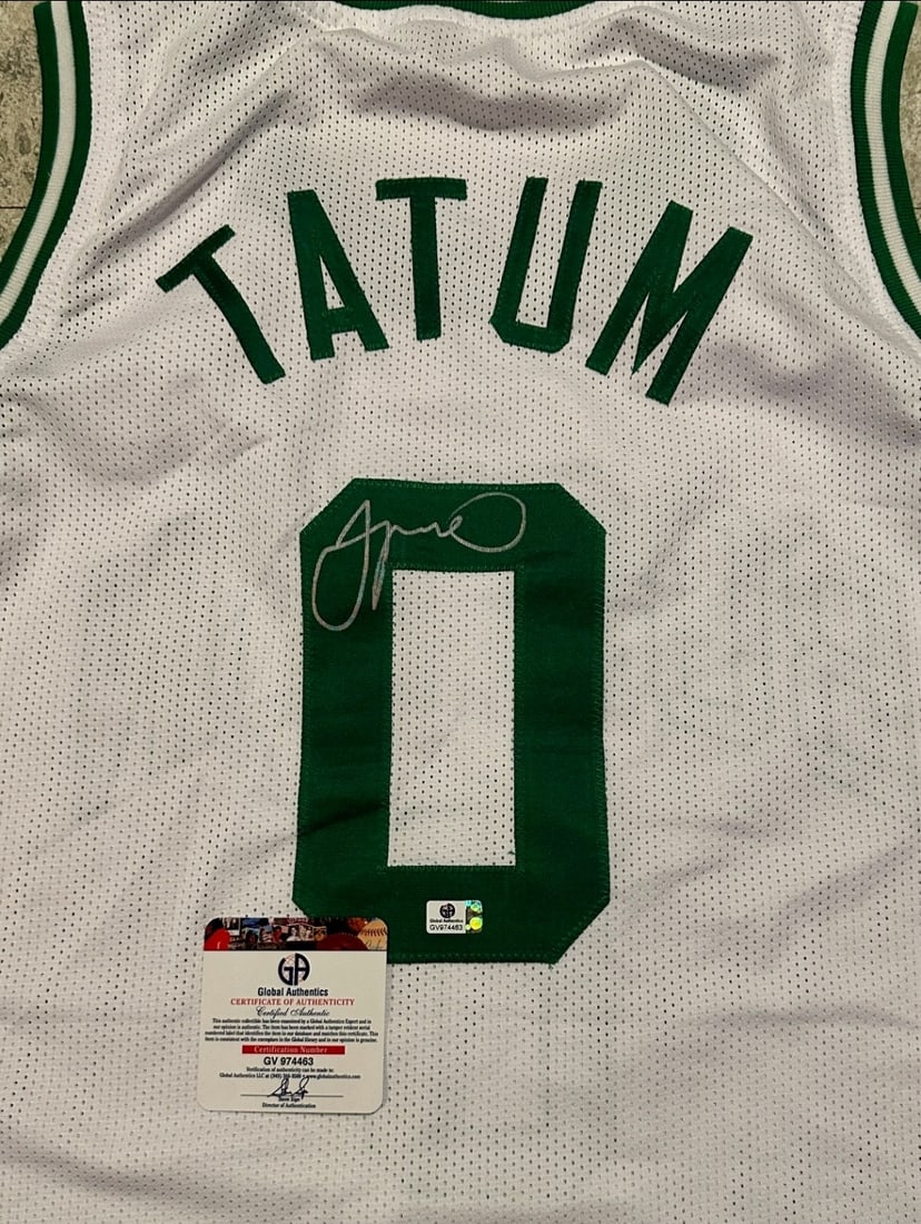 Autographed Jayson Tatum Celtics Custom Basketball Jersey COA - 2
