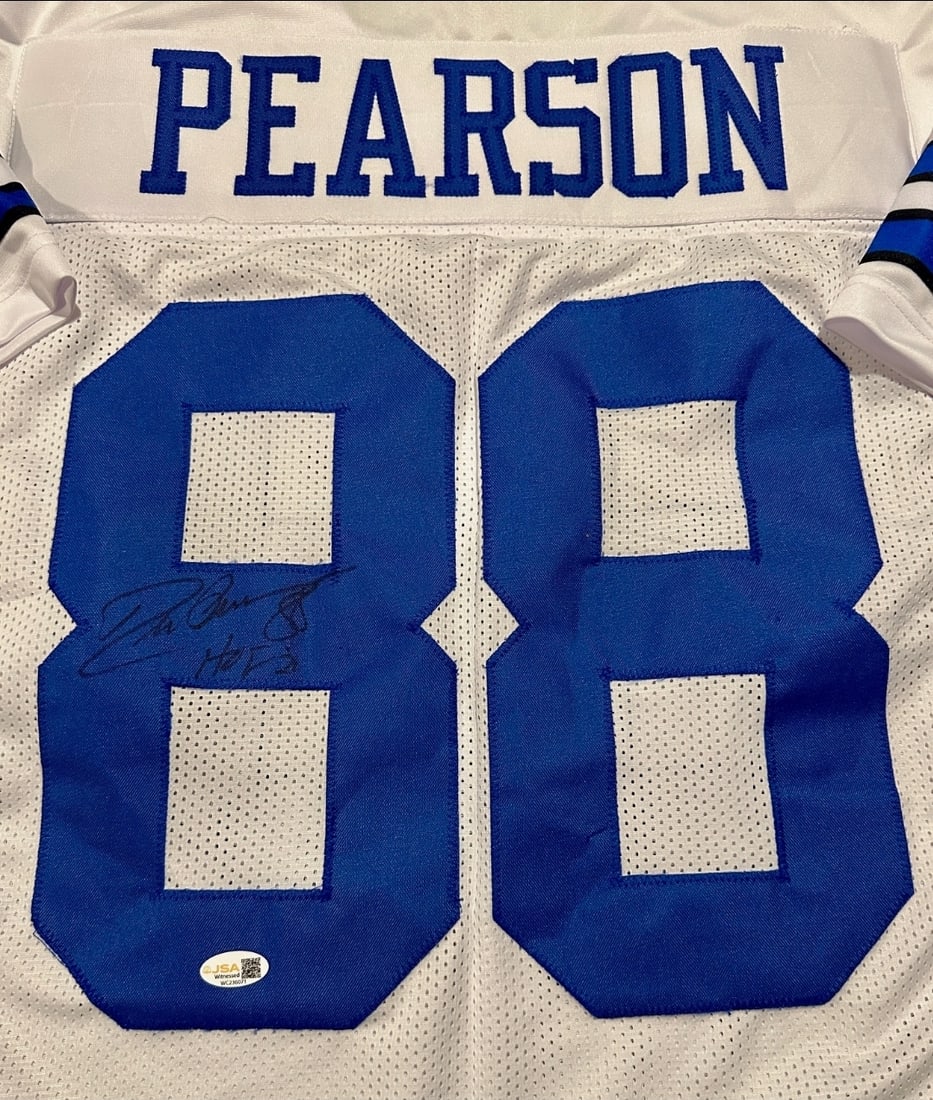 Autographed & Inscribed Drew Pearson Cowboys Custom Football Jersey JSA HOLOGRAM - 2