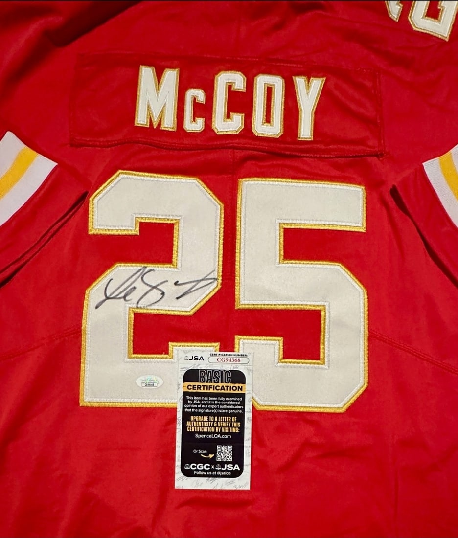 Autographed Lesean McCoy Chiefs Custom Football Jersey JSA COA - 3