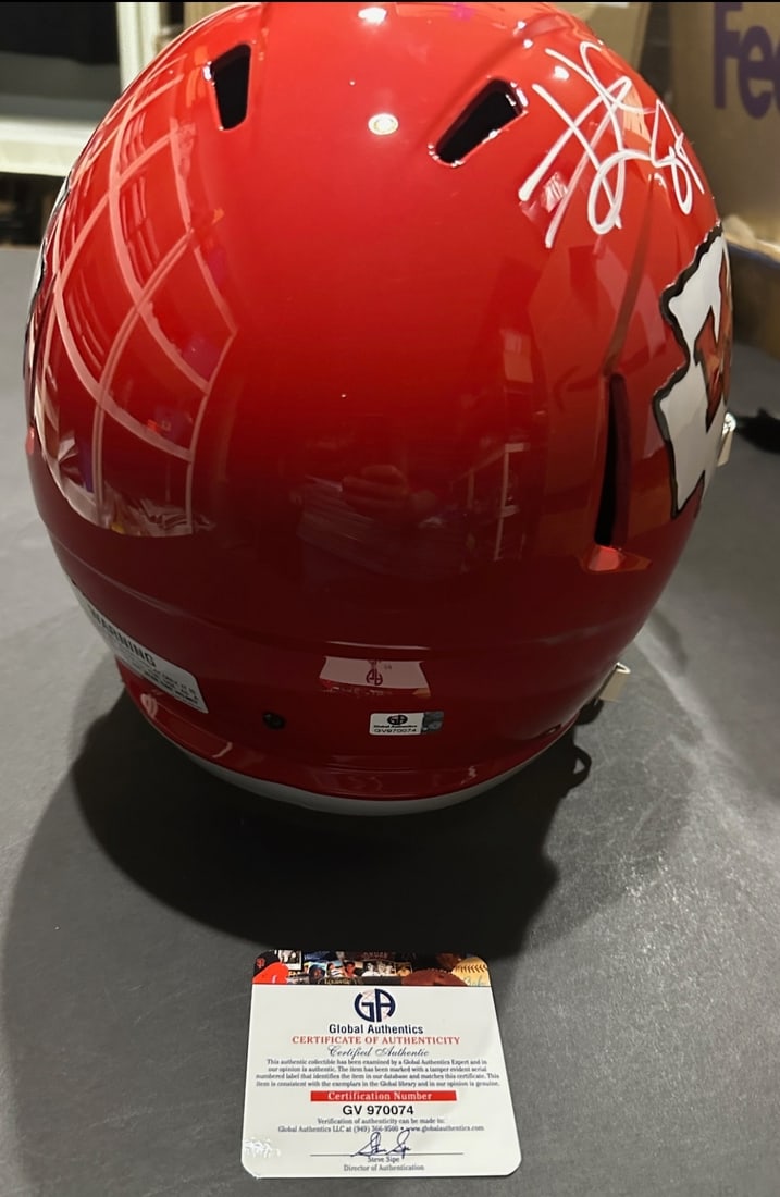 Autographed Travis Kelce Kansas City Chiefs Riddell Replica Full Size Helmet coa - 2