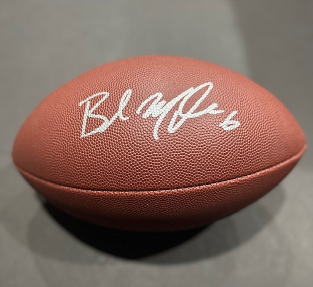 Autographed Baker Mayfield Tampa Bay Buccaneers Wilson Football coa: Autographed Baker Mayfield Tampa Bay Buccaneers Wilson Football GA coa - Autograph Location & coa # may vary 