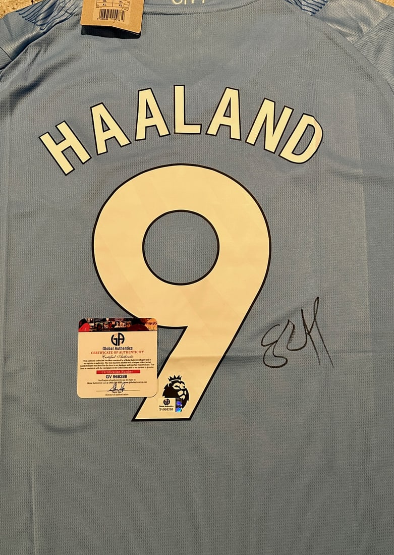 Autographed Erling Haaland Manchester City 2023-24 Puma Home Soccer Jersey COA - 2