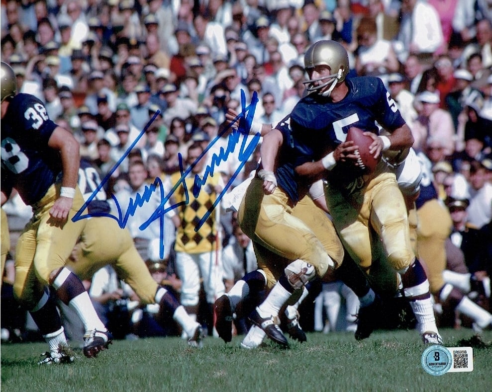 Autographed Terry Hanratty Notre Dame Fighting Irish 8x10 Photo Beckett Hologram: Autographed Terry Hanratty Notre Dame Fighting Irish 8x10 Photo Beckett Hologram (THERE IS NO COA CARDS WITH QR CODE HOLGRAMS - SCAN QR CODE WITH CAMERA TO VERIFY AUTHENTICITY) - Autograph Location