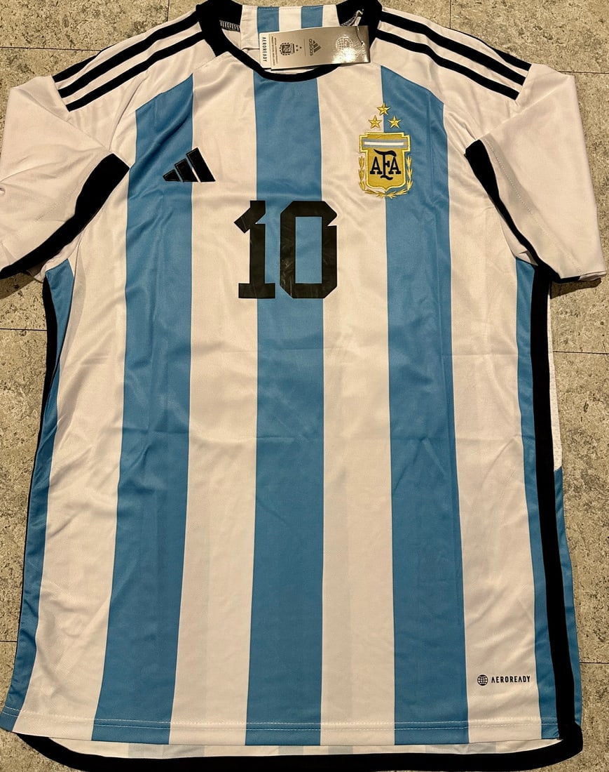 Autographed Lionel Messi Argentina 2022 Adidas FIFA World Cup Home Soccer Jersey LOA - 4