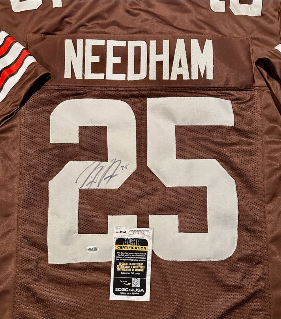Autographed Nick Needham Browns Custom Football Jersey JSA COA - 2