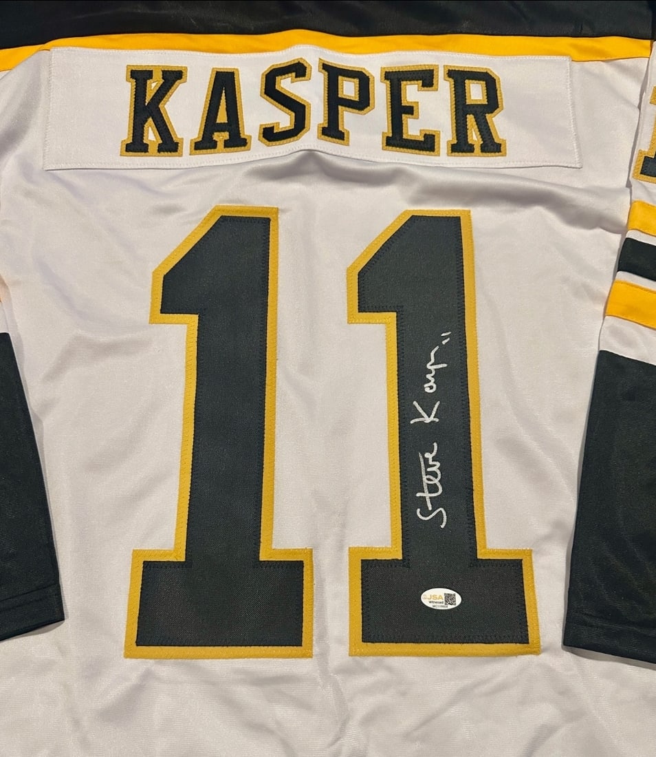 Autographed Steve Kasper Bruins Custom Hockey Jersey JSA HOLOGRAM - 2