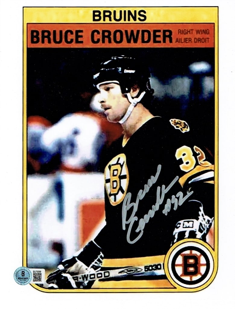 Autographed Bruce Crowder Boston Bruins 8x10 Photo Beckett Hologram: Autographed Bruce Crowder Boston Bruins 8x10 Photo Beckett Hologram (THERE IS NO COA CARDS WITH QR CODE HOLGRAMS - SCAN QR CODE WITH CAMERA TO VERIFY AUTHENTICITY) - Autograph Location & coa # may