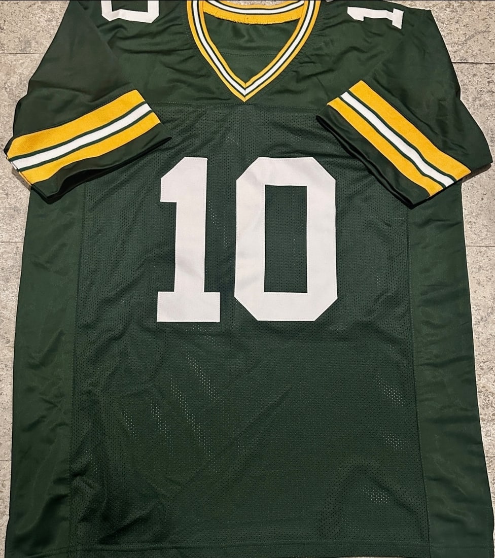 Autographed Jordan Love Green Bay Packers Custom Football Jersey COA - 3