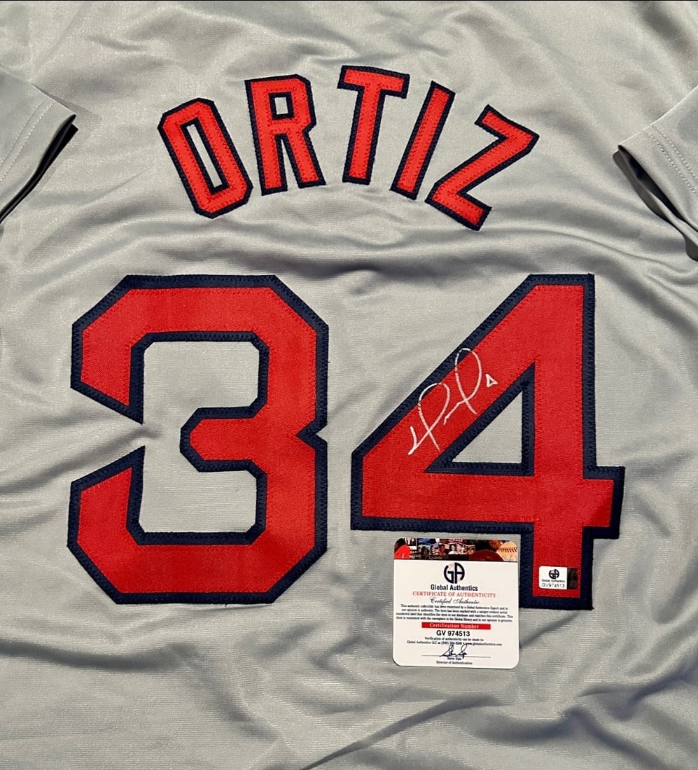 Autographed David Ortiz Boston Red Sox Custom Baseball Jersey COA - 2