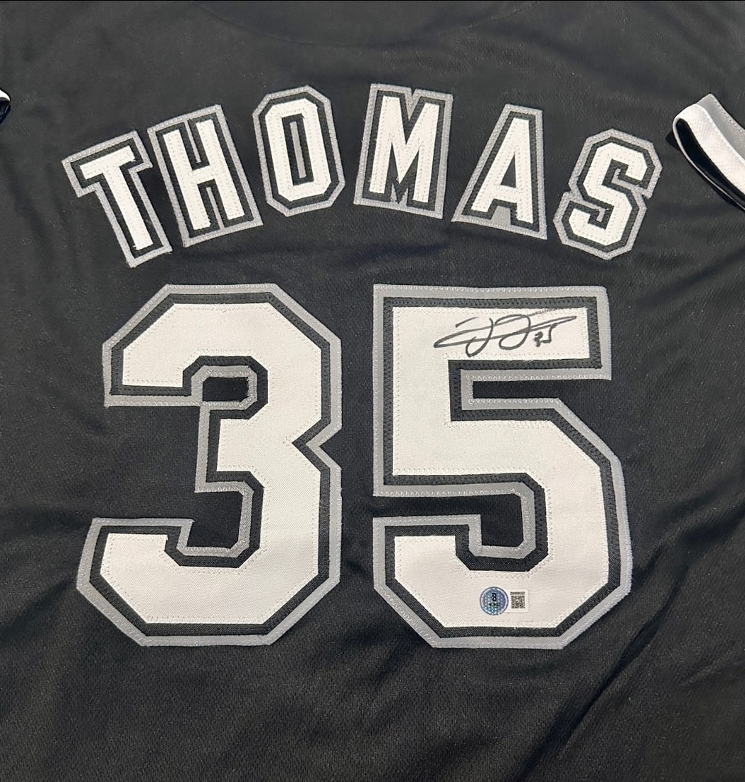 Autographed Frank Thomas Chicago White Sox Custom Baseball Jersey BECKETT HOLOGRAM - 2