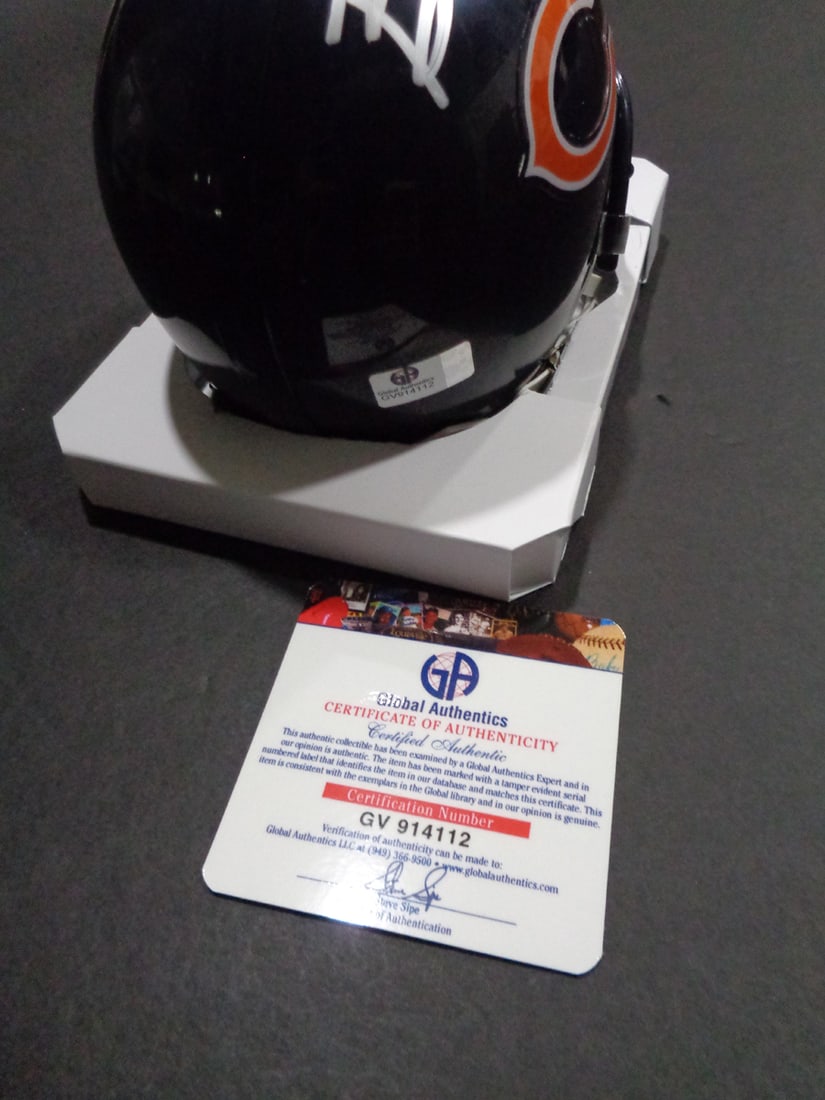 Autographed Brian Urlacher Chicago Bears Riddell Mini Helmet GA coa - 2