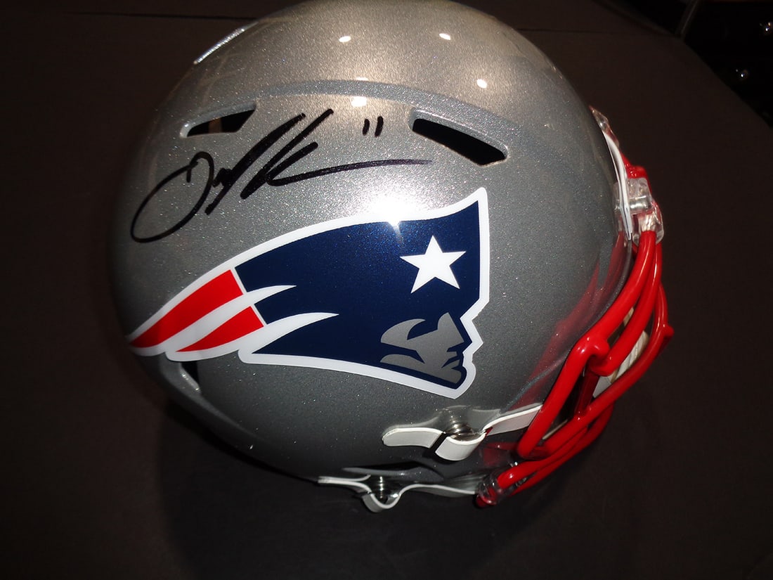 Autographed Julian Edelman New England Patriots Riddell Replica Full Size Helmet coa: Autographed Julian Edelman New England Patriots Riddell Replica Full Size Helmet w/ GA coa -- Autograph Location & coa # may vary 