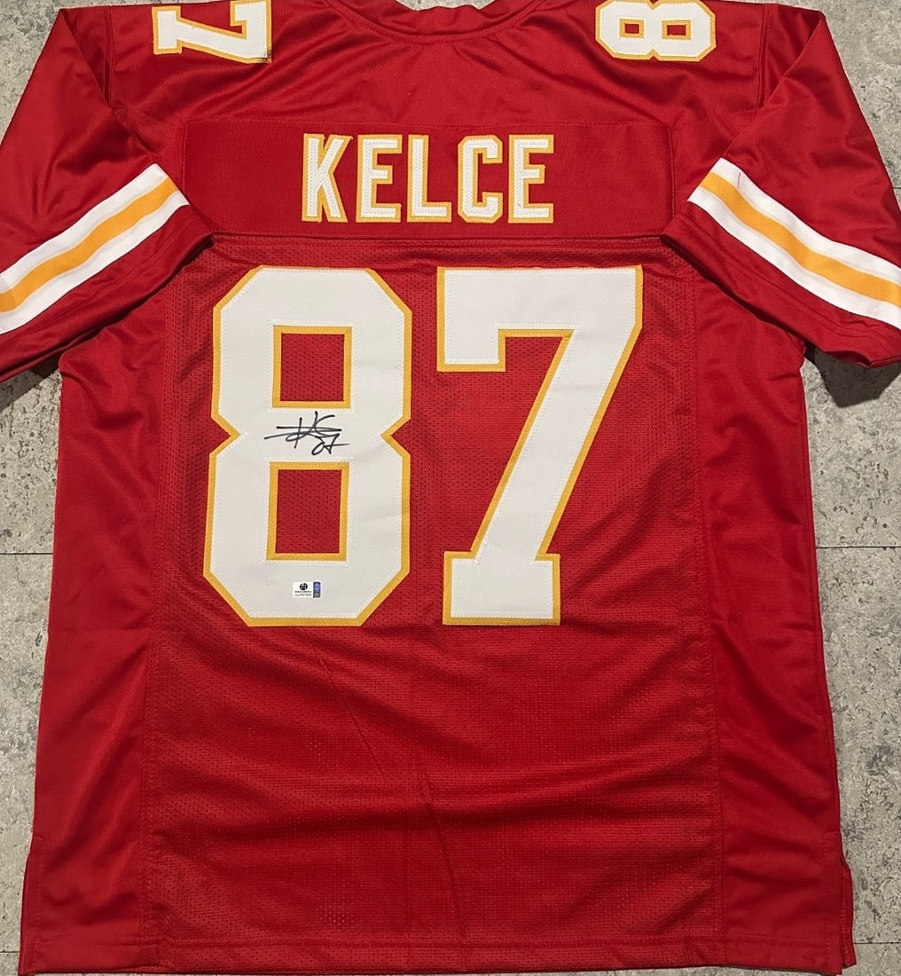 Autographed Travis Kelce Kansas City Chiefs Custom Football Jersey COA - 2