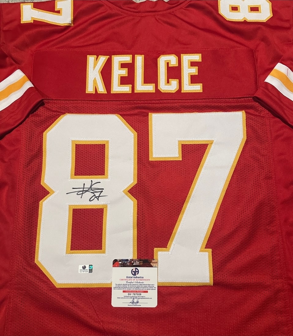 Autographed Travis Kelce Kansas City Chiefs Custom Football Jersey COA - 3