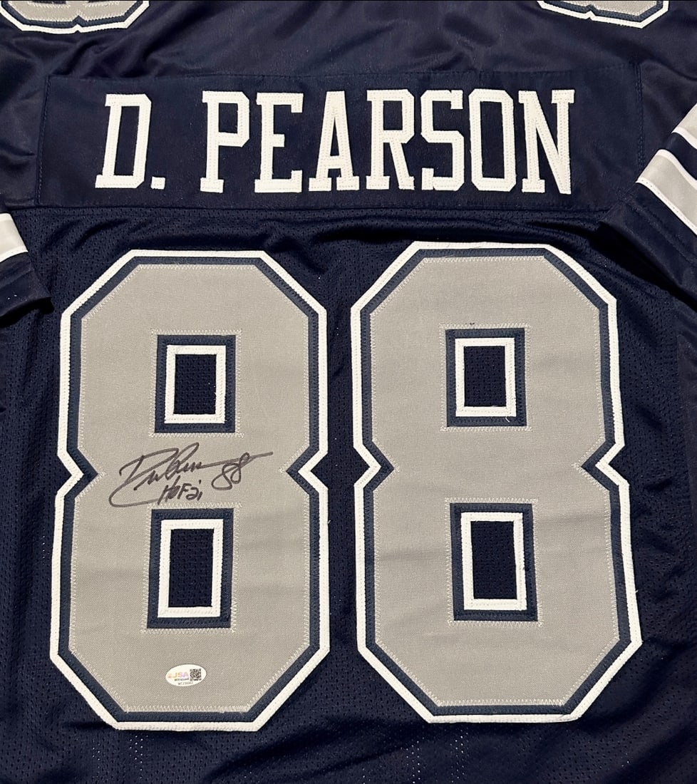 Autographed & Inscribed Drew Pearson Cowboys Custom Football Jersey JSA HOLOGRAM - 2