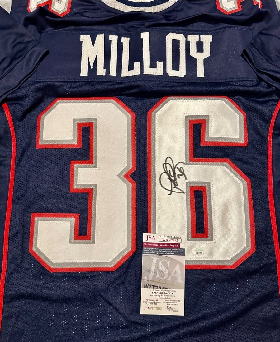 Autographed Lawyer Milloy New England Patriots Custom Football Jersey JSA COA - 2