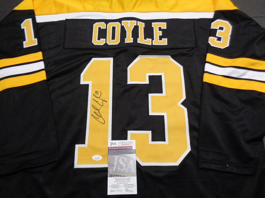 Autographed Charlie Coyle Boston Bruins Custom Hockey Jersey JSA HOLOGRAM - 2
