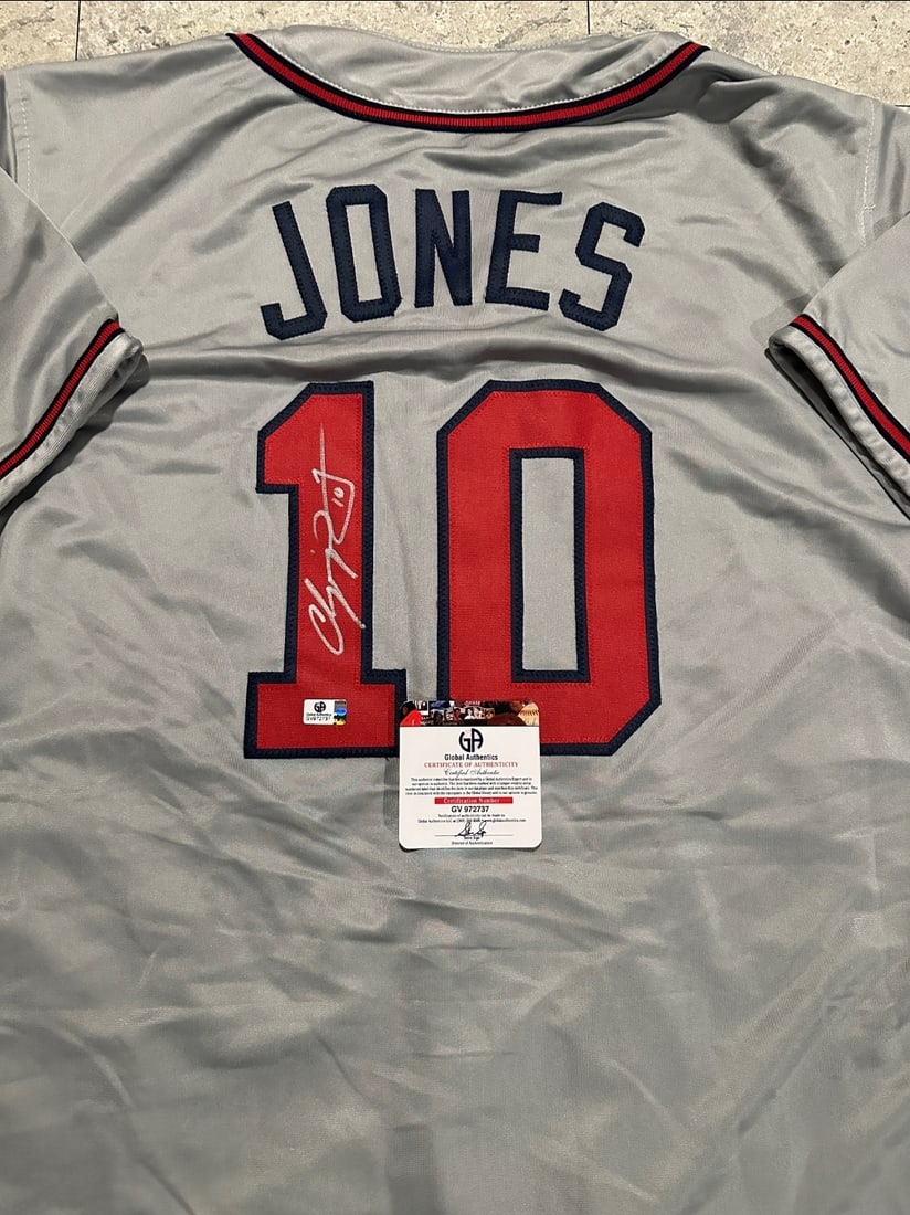 Autographed Chipper Jones Atlanta Braves Custom Baseball Jersey COA - 2