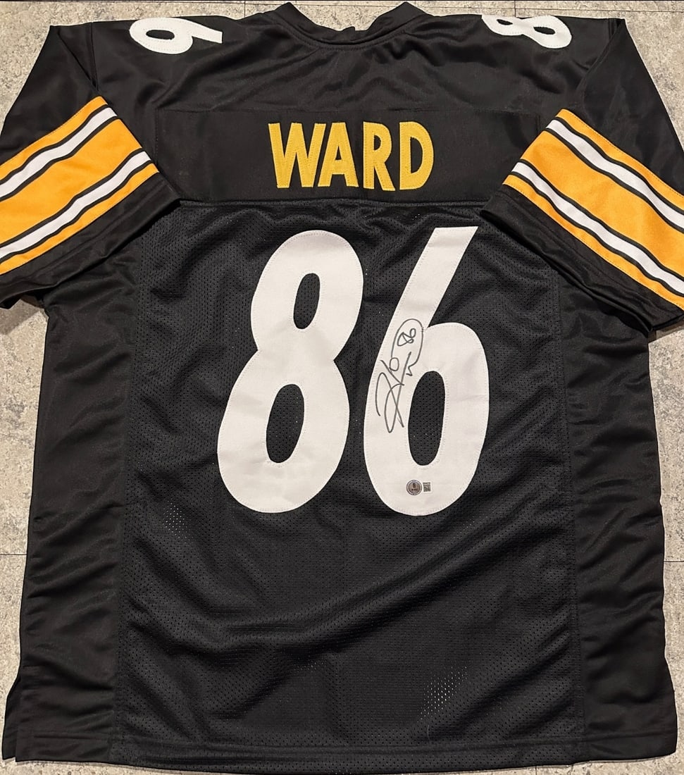 Autographed Hines Ward Pittsburgh Steelers Custom Football Jersey BECKETT HOLOGRAM: Autographed Hines Ward Pittsburgh Steelers Custom Football Jersey with BECKETT QR HOLOGRAM (THERE IS NO COA CARDS WITH QR CODE HOLGRAMS - SCAN QR CODE WITH CAMERA TO VERIFY AUTHENTICITY) - Autograph