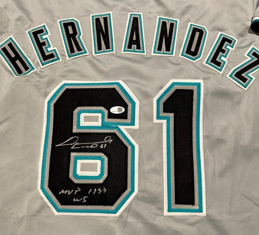 Autographed & Inscribed Livan Hernandez Marlins Custom Baseball Jersey JSA HOLOGRAM - 2