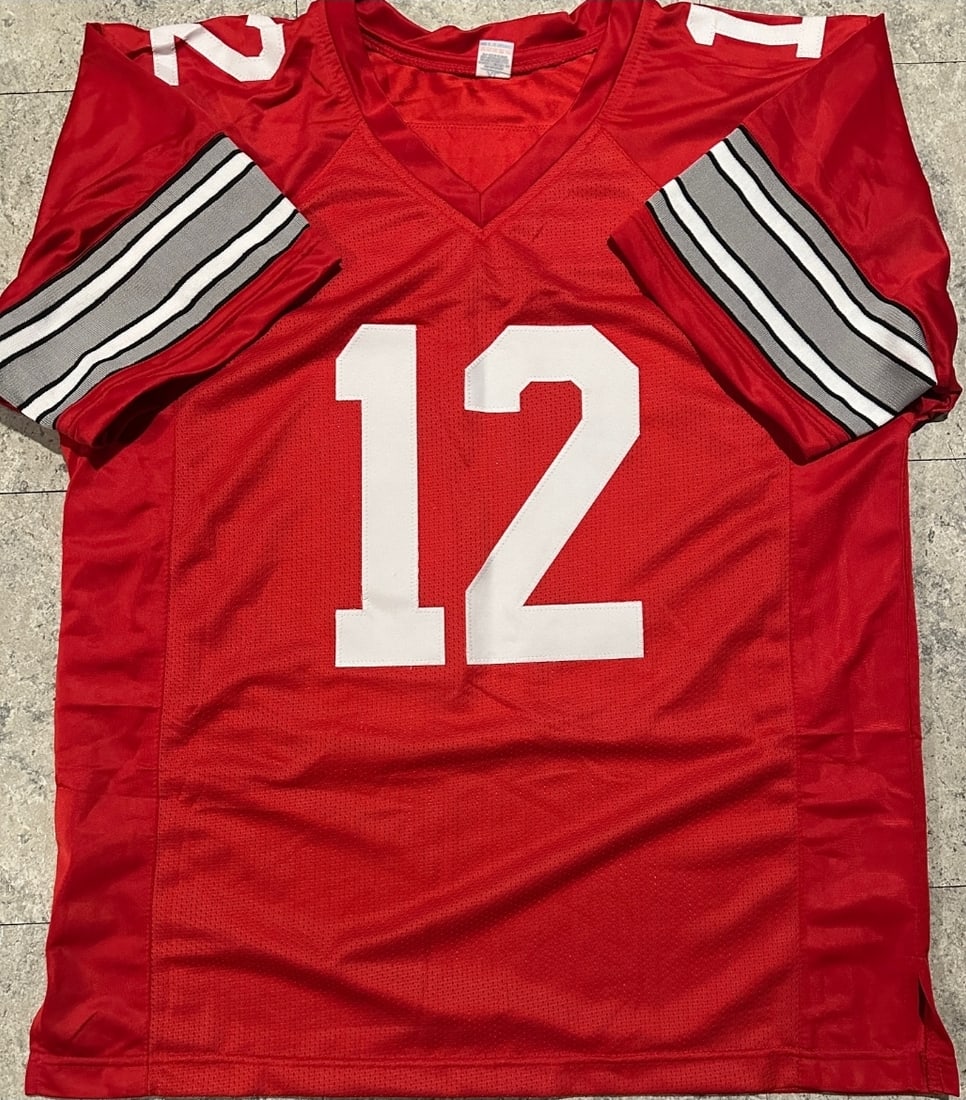Autographed Tim Fox "The" Ohio State University Custom Football Jersey JSA HOLOGRAM - 3