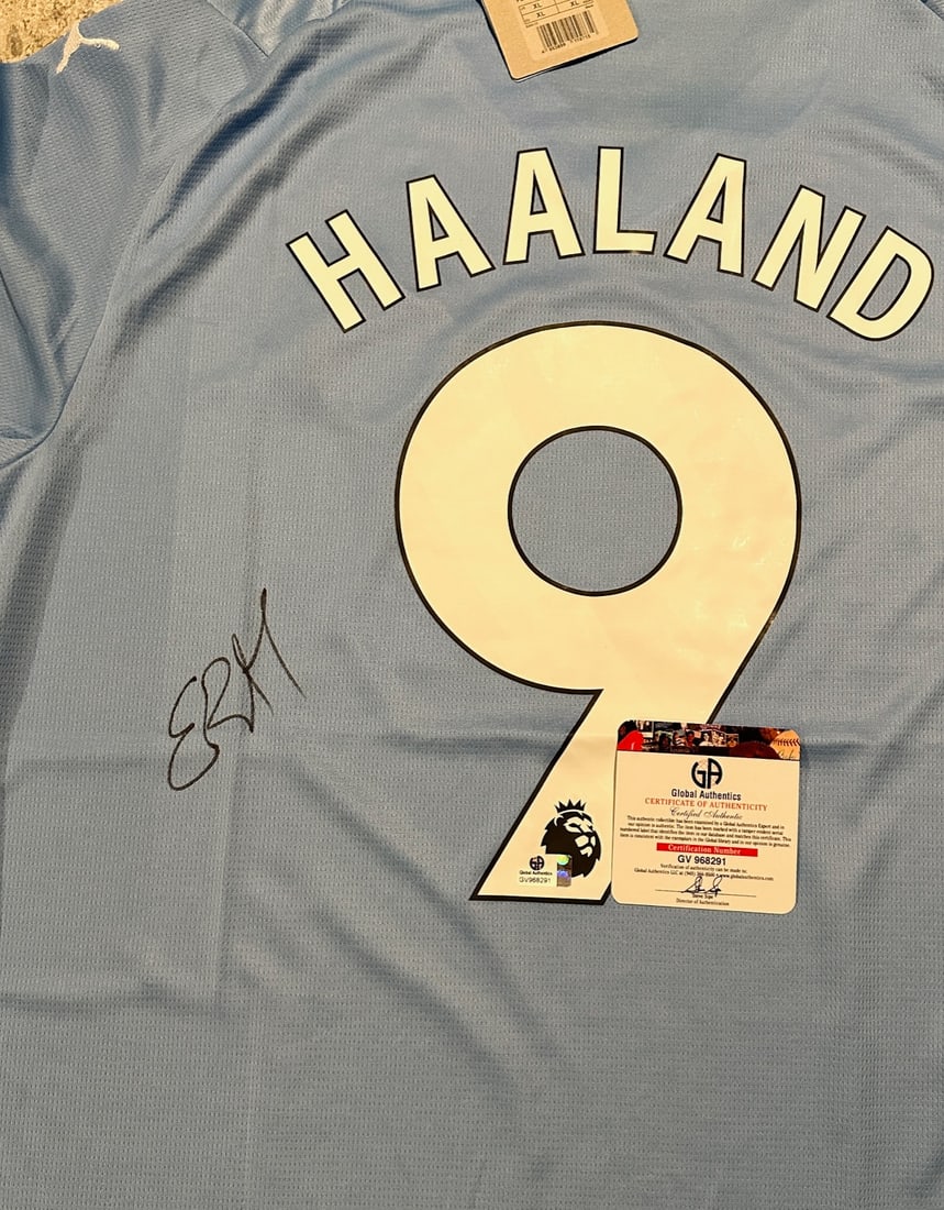 Erling Haaland Manchester City F.C. Autographed 23-24 Puma Home Soccer Jersey coa - 2