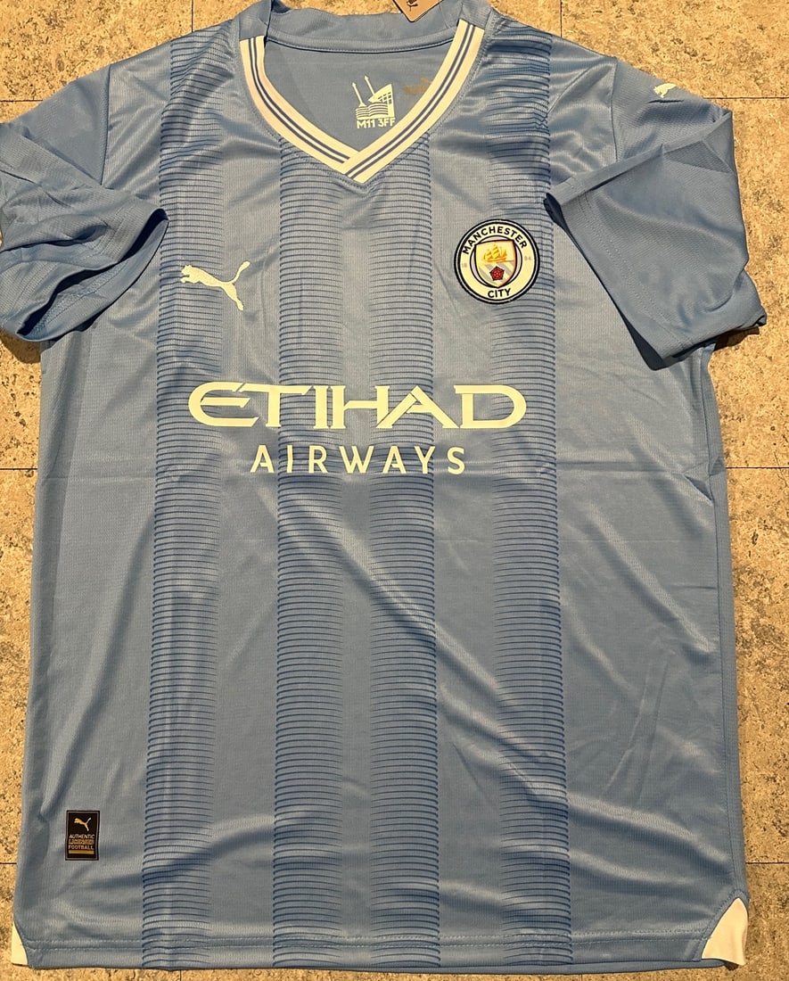 Erling Haaland Manchester City F.C. Autographed 23-24 Puma Home Soccer Jersey coa - 3