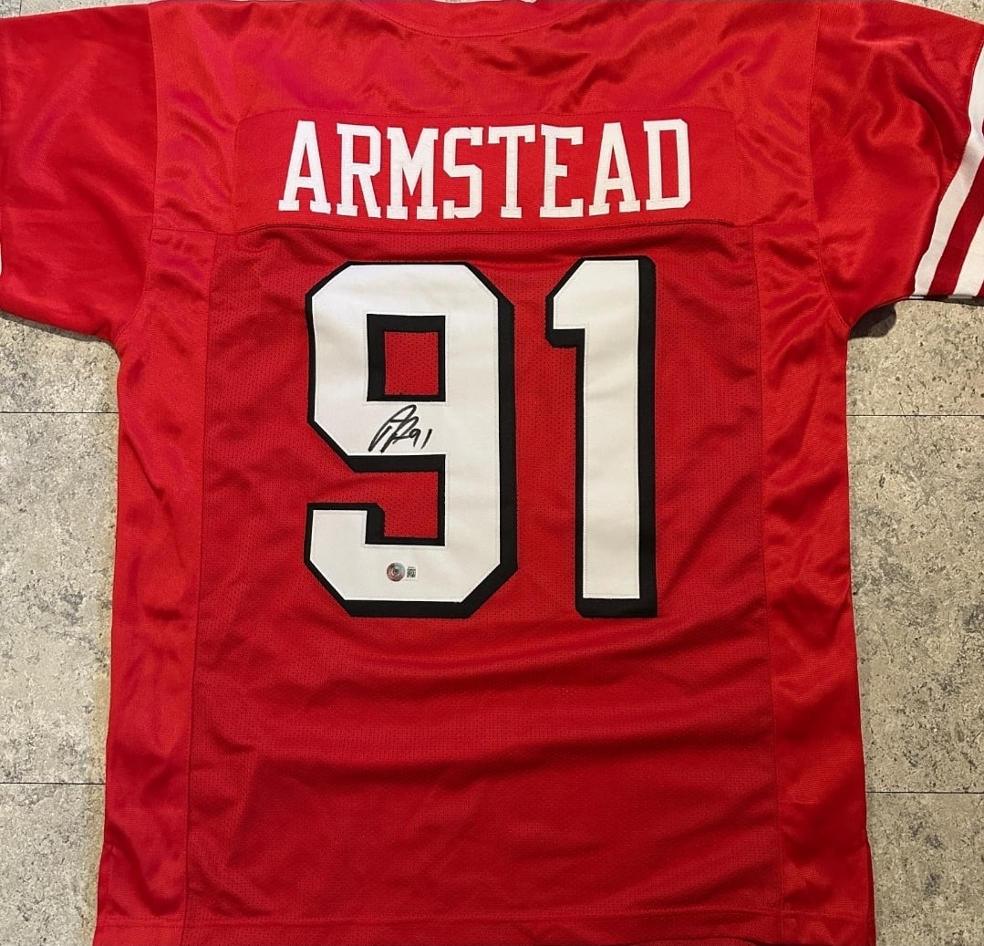 Arik Armstead San Francisco 49ers Autographed Custom Football Jersey Beckett Hologram: Arik Armstead San Francisco 49ers Autographed Custom Football Jersey Beckett Hologram Included (THERE IS NO COA CARDS WITH QR CODE HOLGRAMS - SCAN QR CODE WITH CAMERA ON YOUR PHONE OR TABLET TO VERIFY