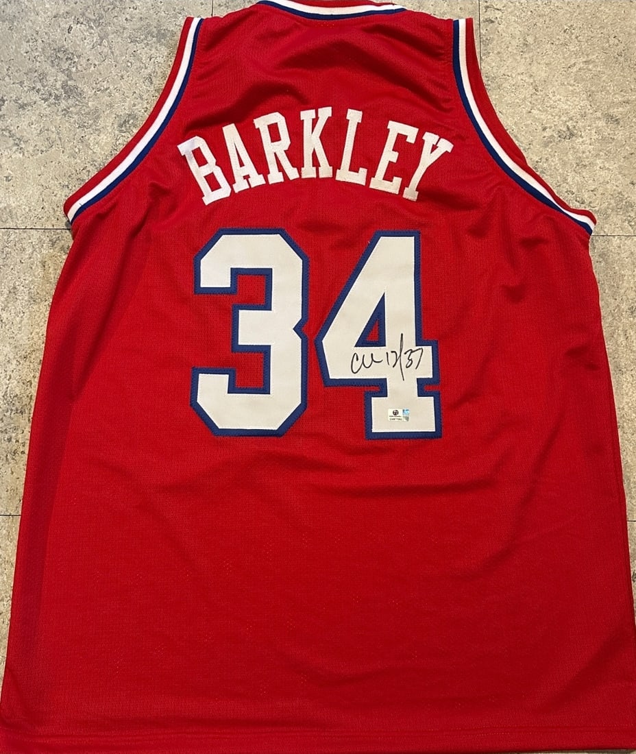 Charles Barkley Philadelphia 76ers Autographed Custom Basketball Jersey coa: Charles Barkley Philadelphia 76ers Autographed Custom Basketball Jersey GA coa - Autograph Location & coa # may vary JERSEY SIZE EXTRA LARGE - CUSTOM JERSEY MEANS NO LOGOS, NO TEAM NAMES, & NO BRAND