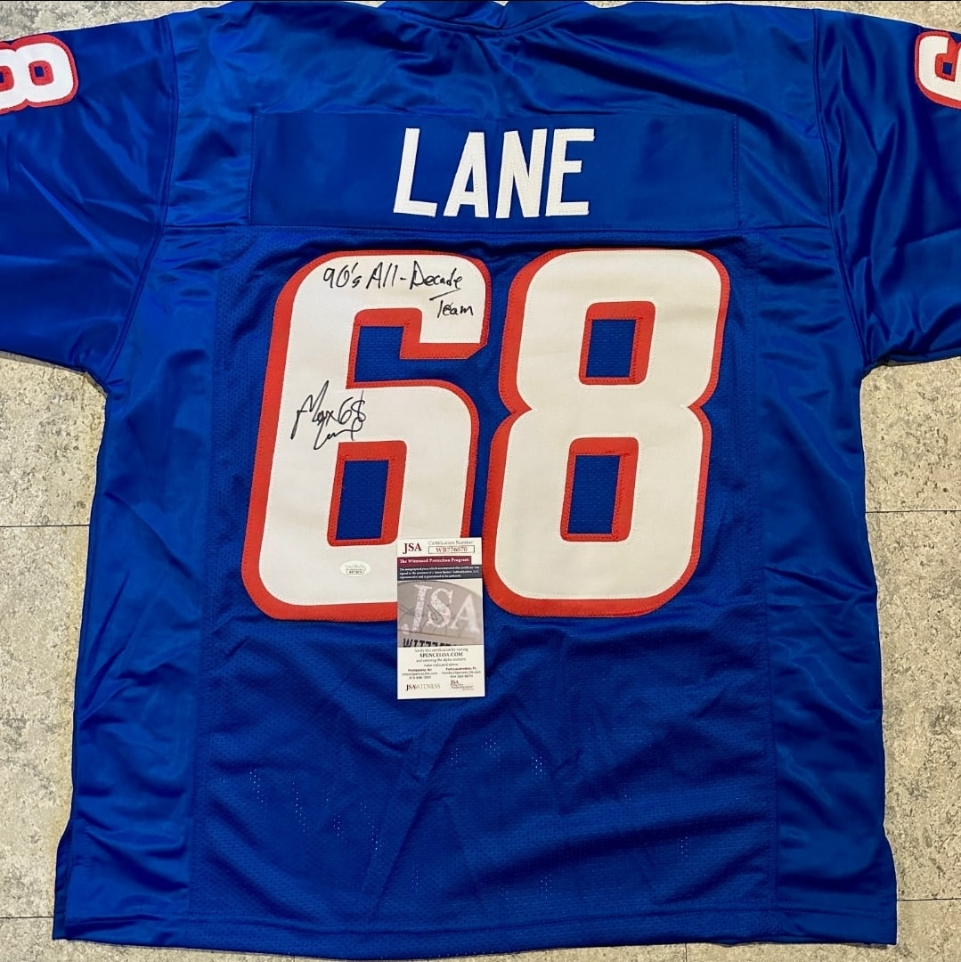 Max Lane New England Patriots Autographed & Inscribed Custom Football Jersey JSA coa: Max Lane New England Patriots Autographed & Inscribed Custom Football Jersey JSA Witnessed coa - JERSEY SIZE EXTRA LARGE - CUSTOM JERSEY MEANS NO LOGOS, NO TEAM NAMES, & NO BRAND NAMES 
