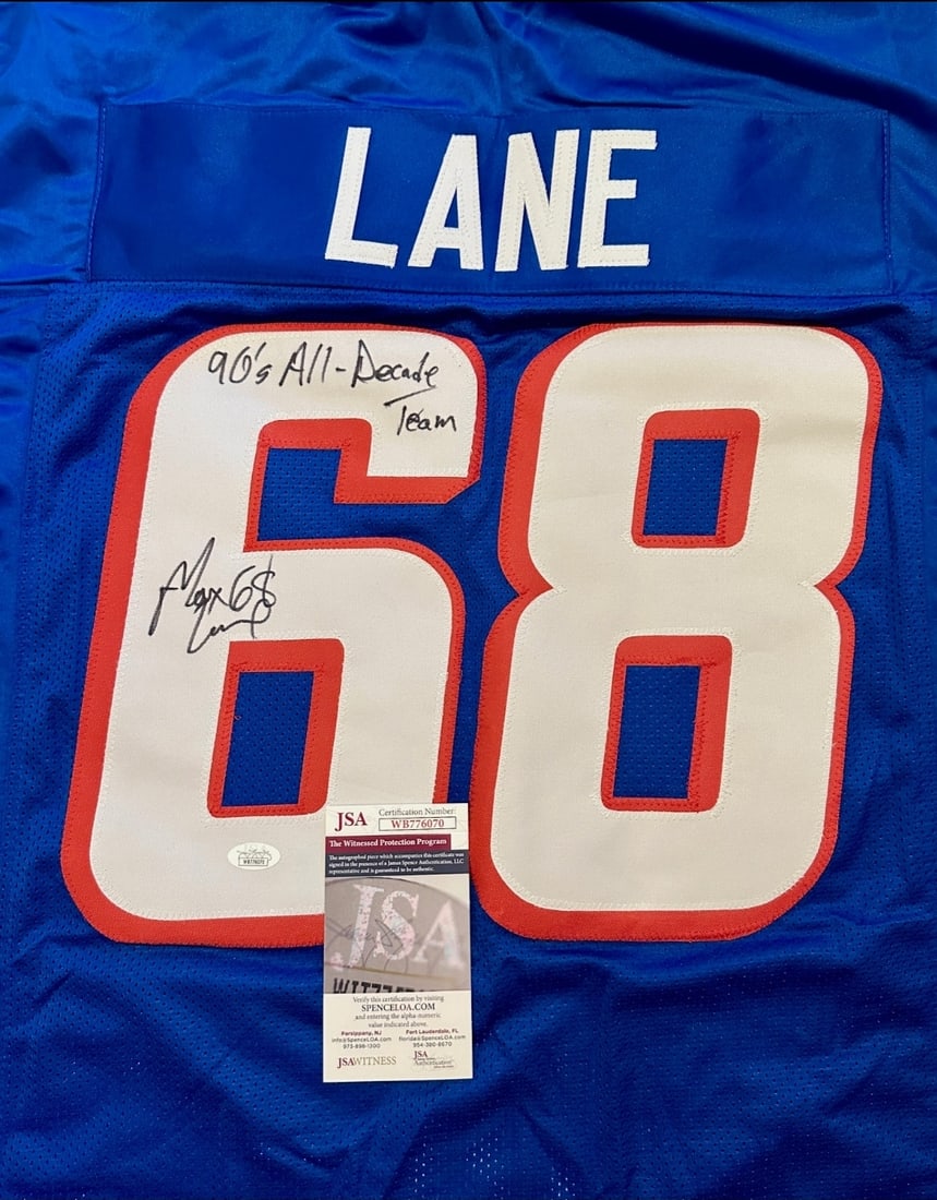 Max Lane New England Patriots Autographed & Inscribed Custom Football Jersey JSA coa - 2