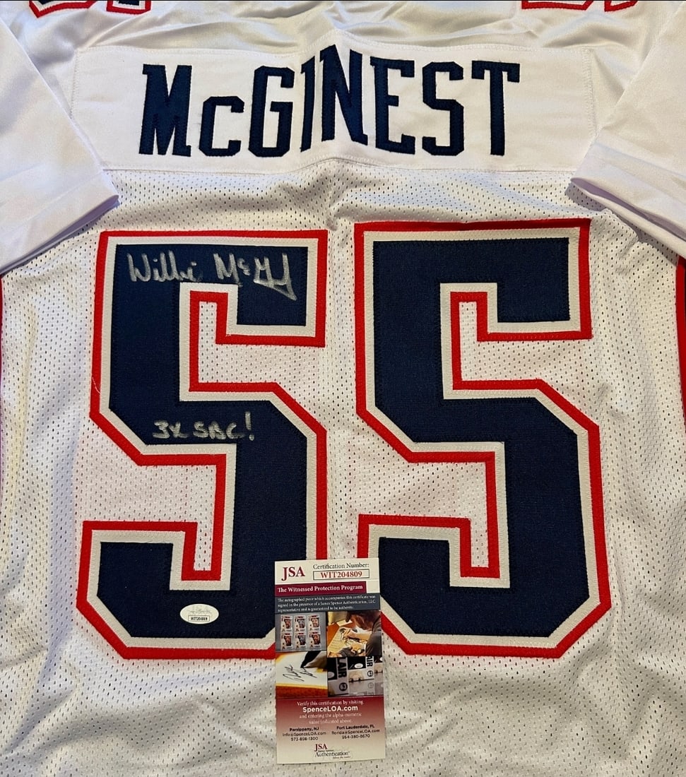 Willie McGinest New England Patriots Autographed & Ins Custom Football Jersey coa - 2