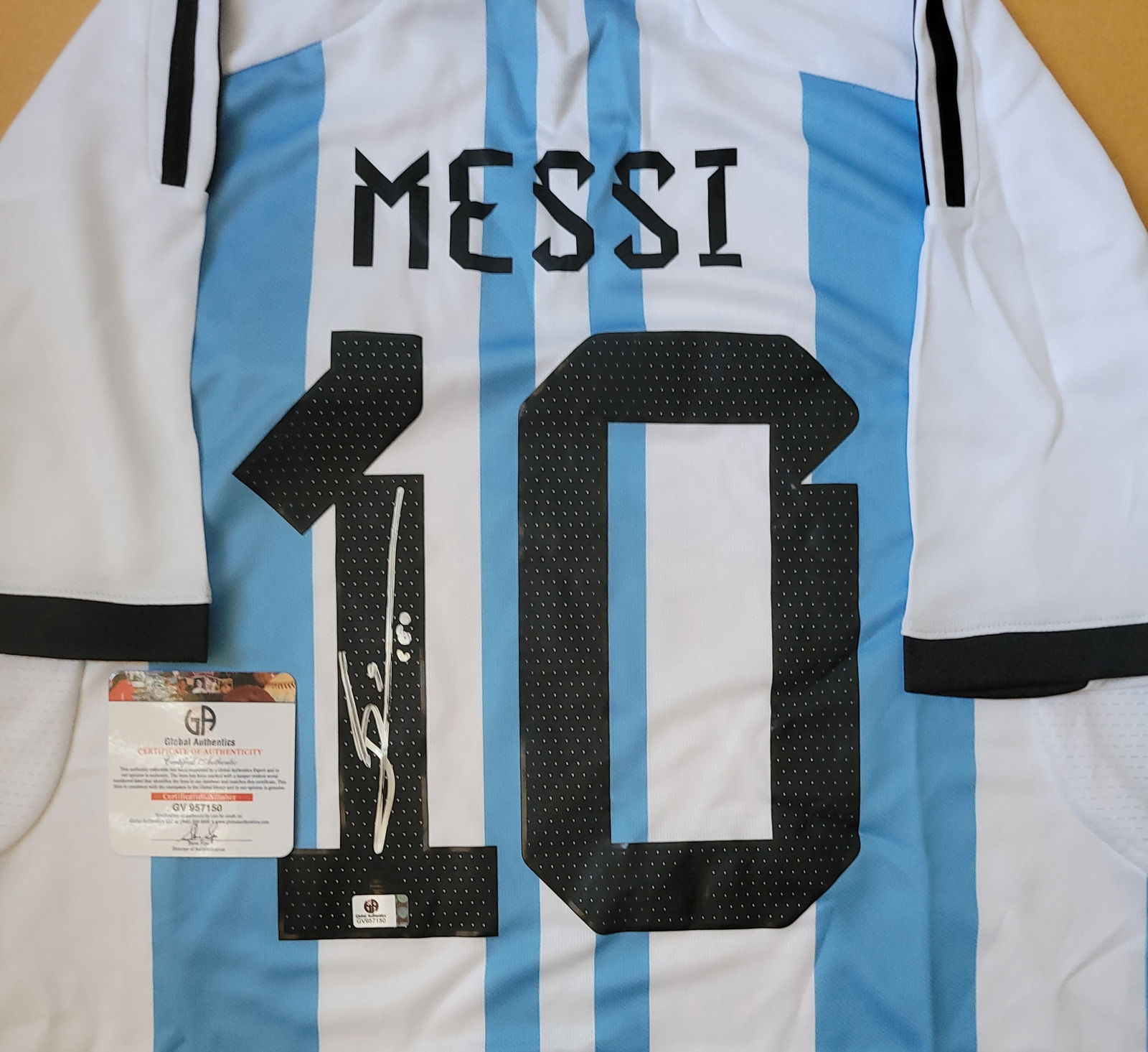 Lionel Messi Argentina Autographed 2022 Adidas FIFA World Cup Home Soccer Jersey coa - 2