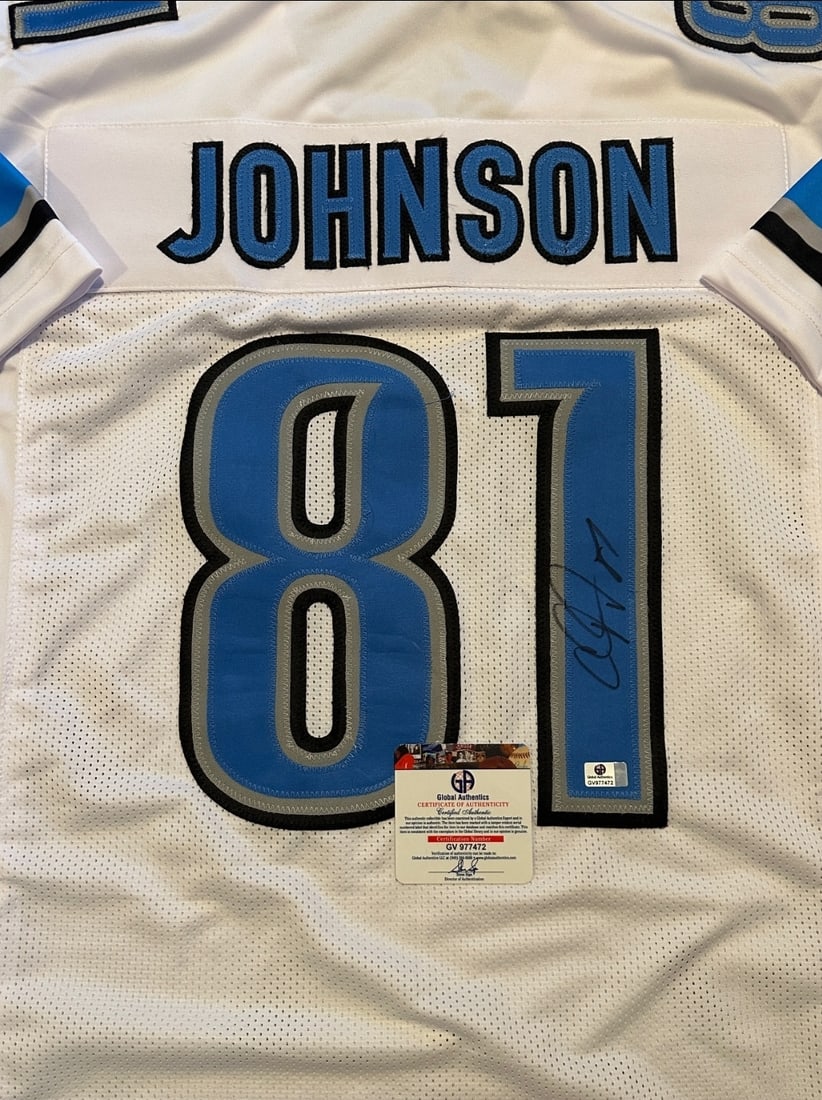 Calvin Johnson Detroit Lions Autographed Custom Football Jersey coa - 2