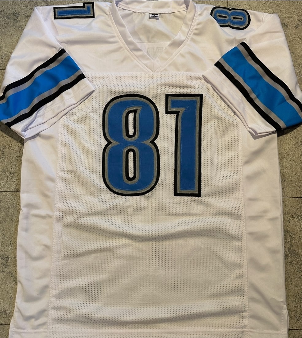 Calvin Johnson Detroit Lions Autographed Custom Football Jersey coa - 3