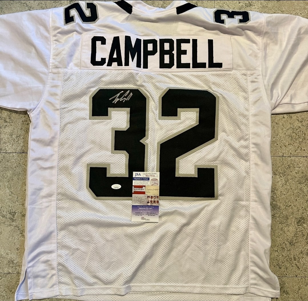 Tyson Campbell Jacksonville Jaguars Autographed Custom Football Jersey JSA Signature Debut coa: Tyson Campbell Jacksonville Jaguars Autographed Custom Football Jersey JSA Signature Debut coa - JERSEY SIZE EXTRA LARGE - CUSTOM JERSEY MEANS NO LOGOS, NO TEAM NAMES, & NO BRAND NAMES 