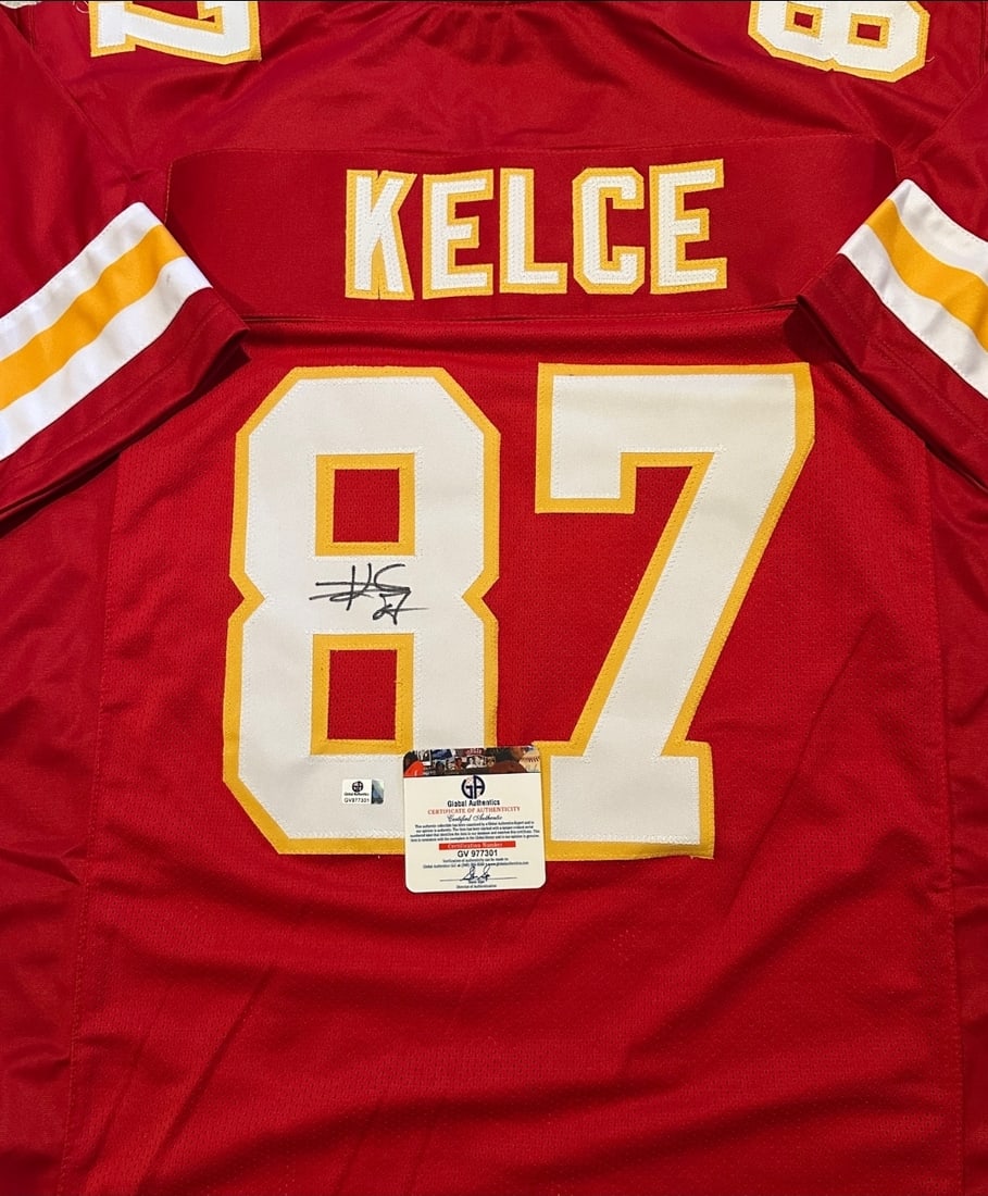 Travis Kelce Kansas City Chiefs Autographed Custom Football Jersey coa - 2