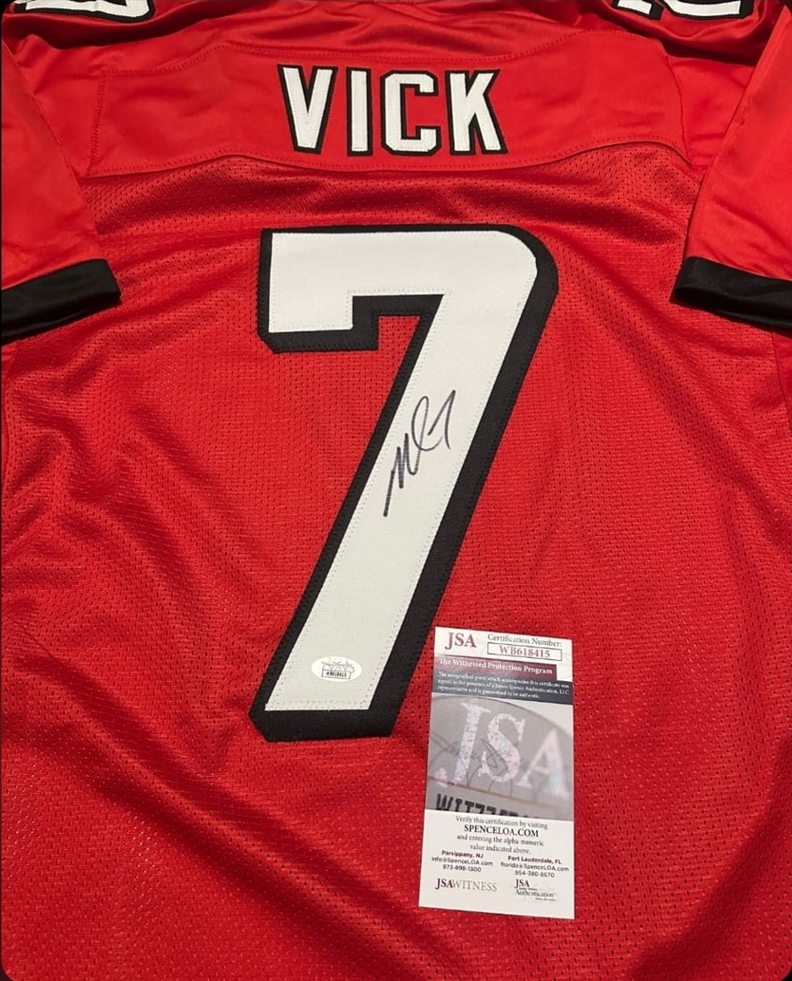 Michael Vick Atlanta Falcons Autographed Custom Football Jersey JSA coa - 2