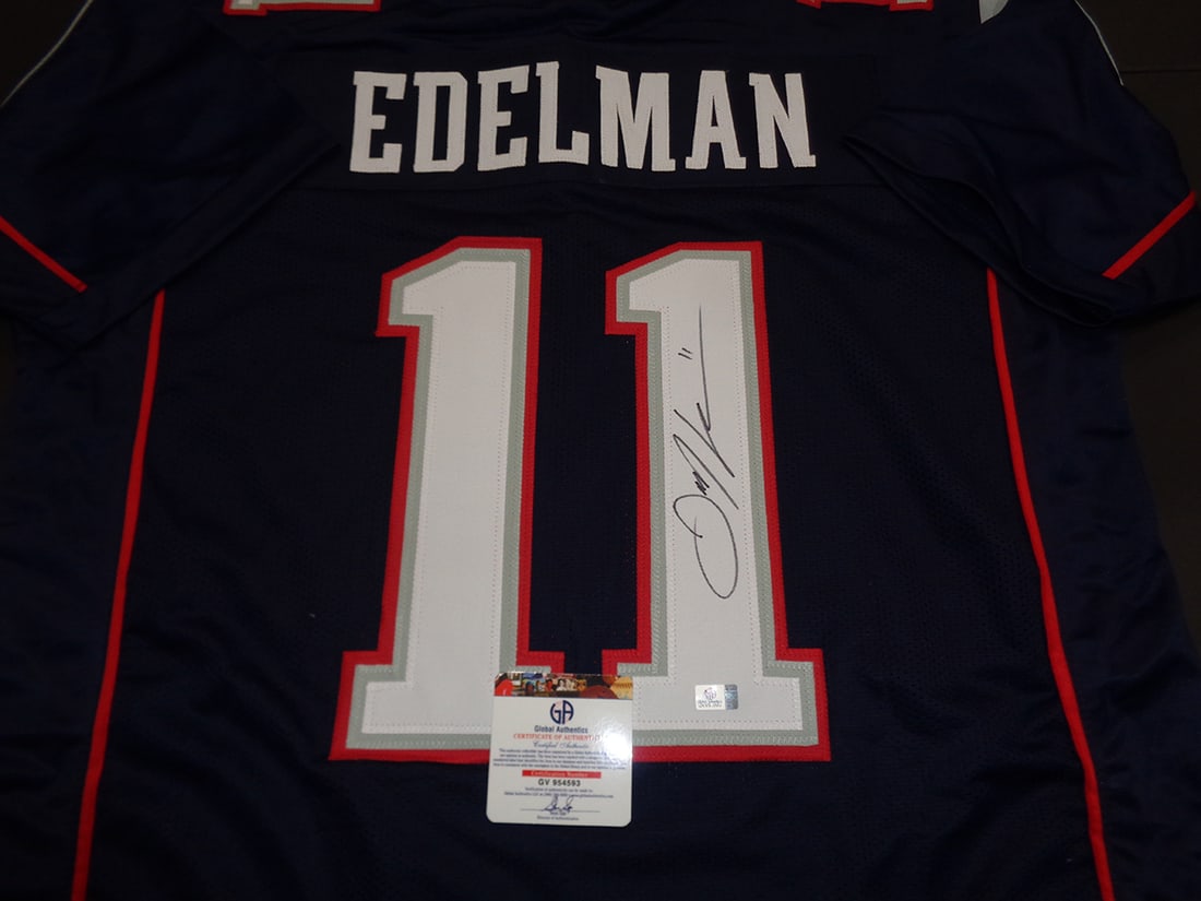 Julian Edelman New England Patriots Autographed Custom Football Jersey coa - 2
