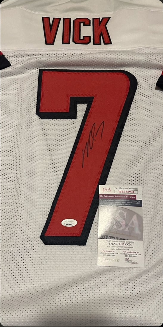 Michael Vick Atlanta Falcons Autographed Custom Football Jersey JSA coa - 2