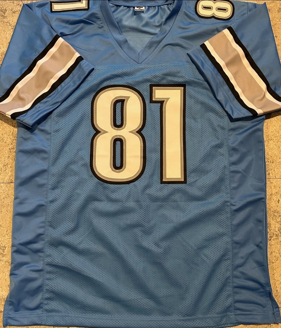 Calvin Johnson Detroit Lions Autographed Custom Football Jersey coa - 3