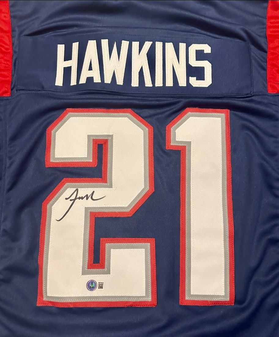 Jaylinn Hawkins New England Patriots Autographed Custom Football Jersey Beckett Hologram - 2