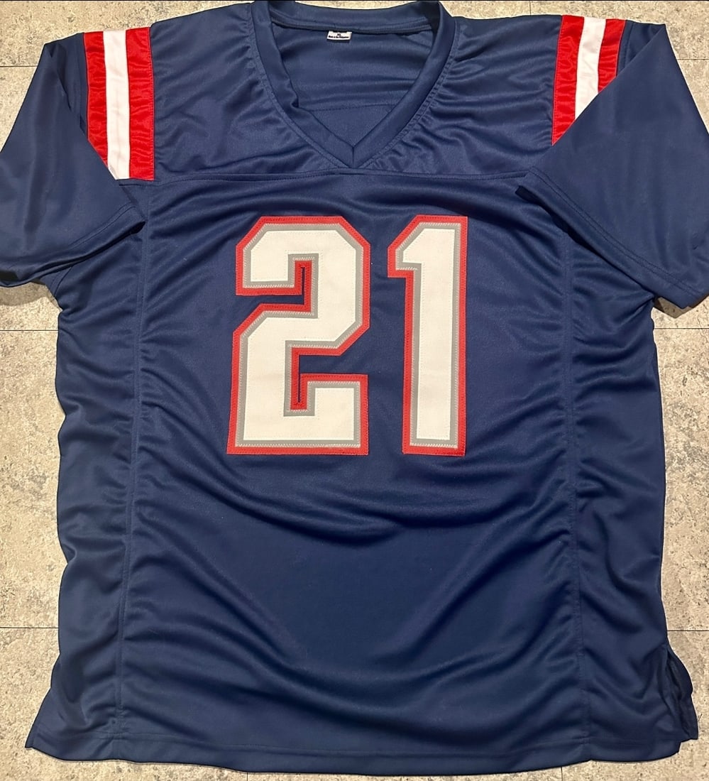 Jaylinn Hawkins New England Patriots Autographed Custom Football Jersey Beckett Hologram - 3