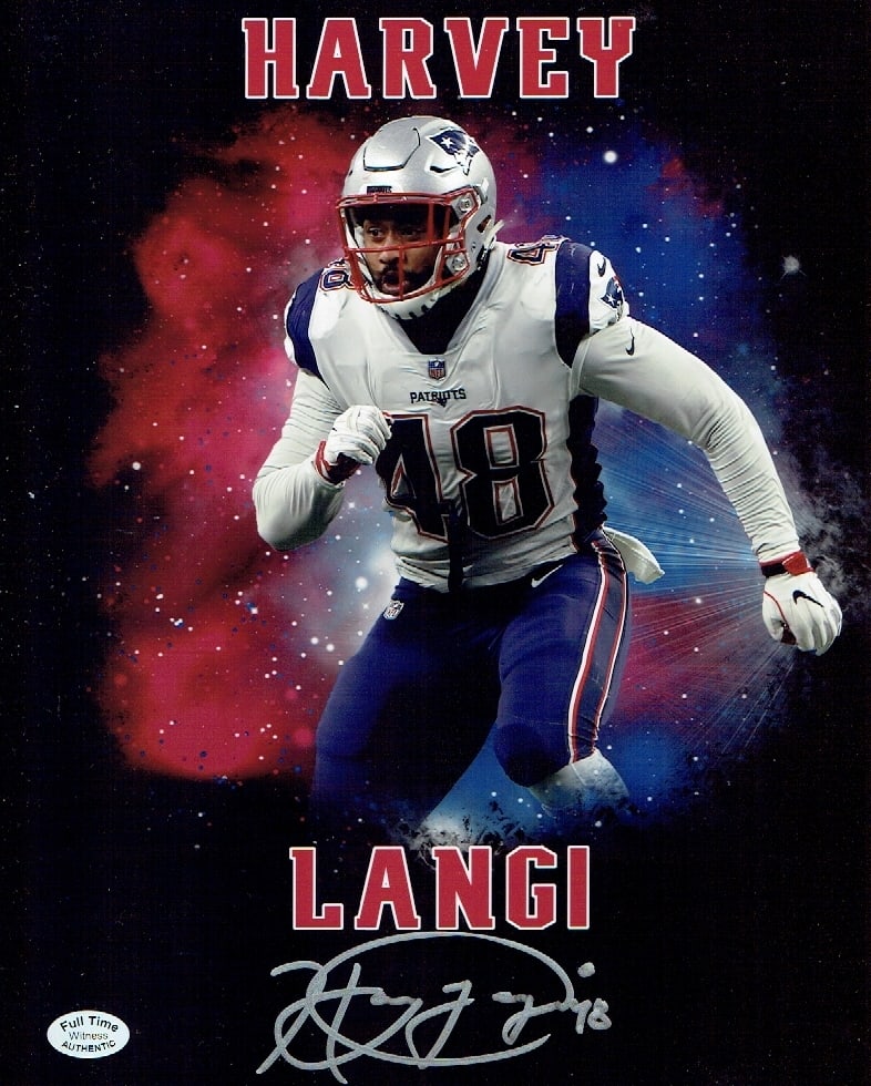 Harvey Langi New England Patriots Autographed 8x10 Photo coa: Harvey Langi New England Patriots Autographed 8x10 Photo Full Time coa - Autograph Location may vary 