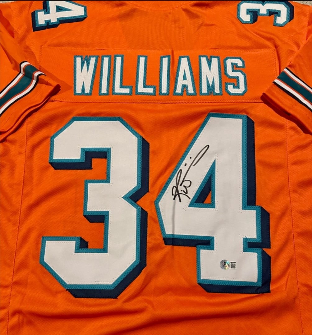 Ricky Williams Miami Dolphins Autographed Custom Football Jersey Beckett Hologram - 2
