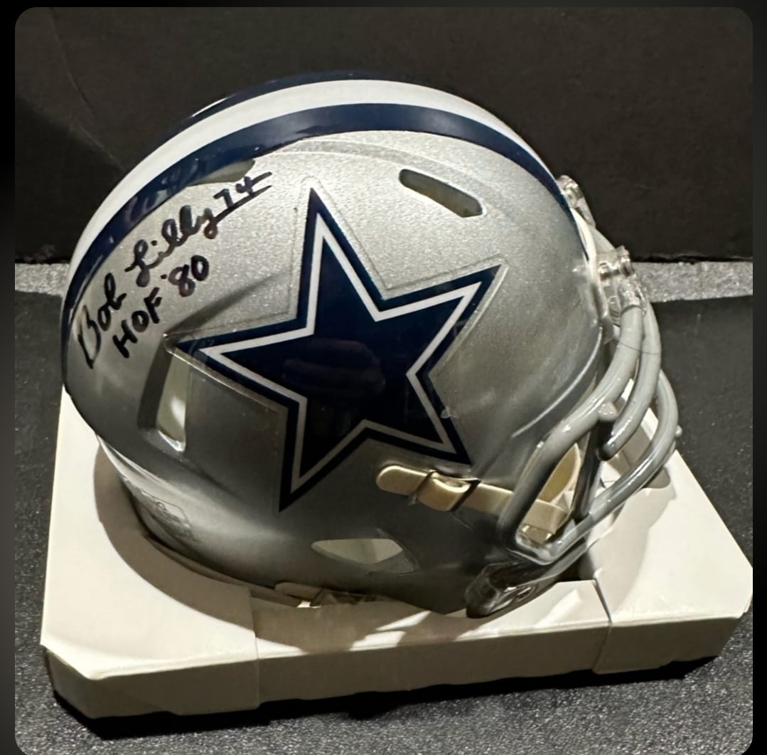Bob Lilly Dallas Cowboys Autographed Riddell Mini Helmet coa (1 of 2)