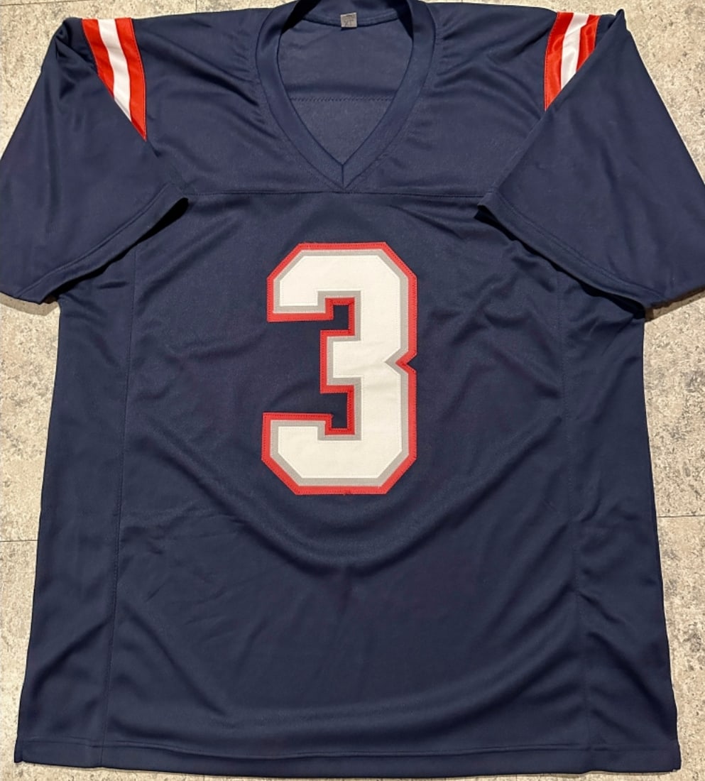 DeMario Douglas New England Patriots Autographed Custom Football Jersey JSA Hologram - 3