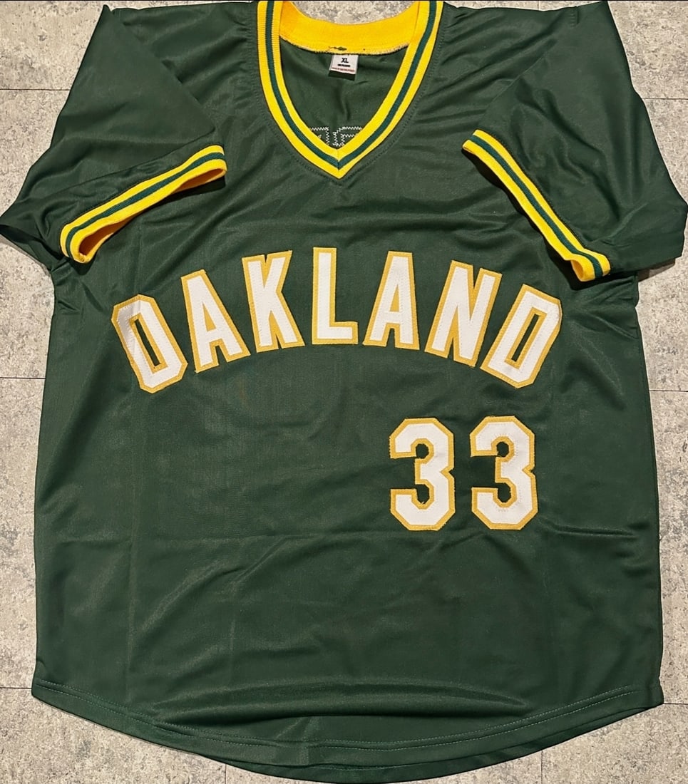 Jose Canseco Oakland A's Autographed Custom Green Baseball Jersey Beckett Hologram - 3