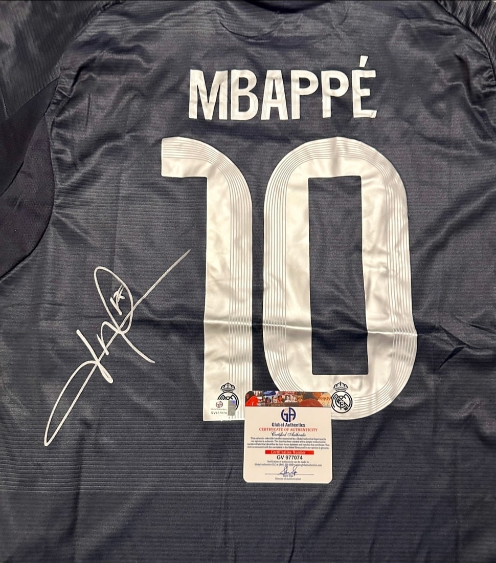 Kylian Mbappe Real Madrid Autographed 2025-26 Adidas Away Jersey coa - 2