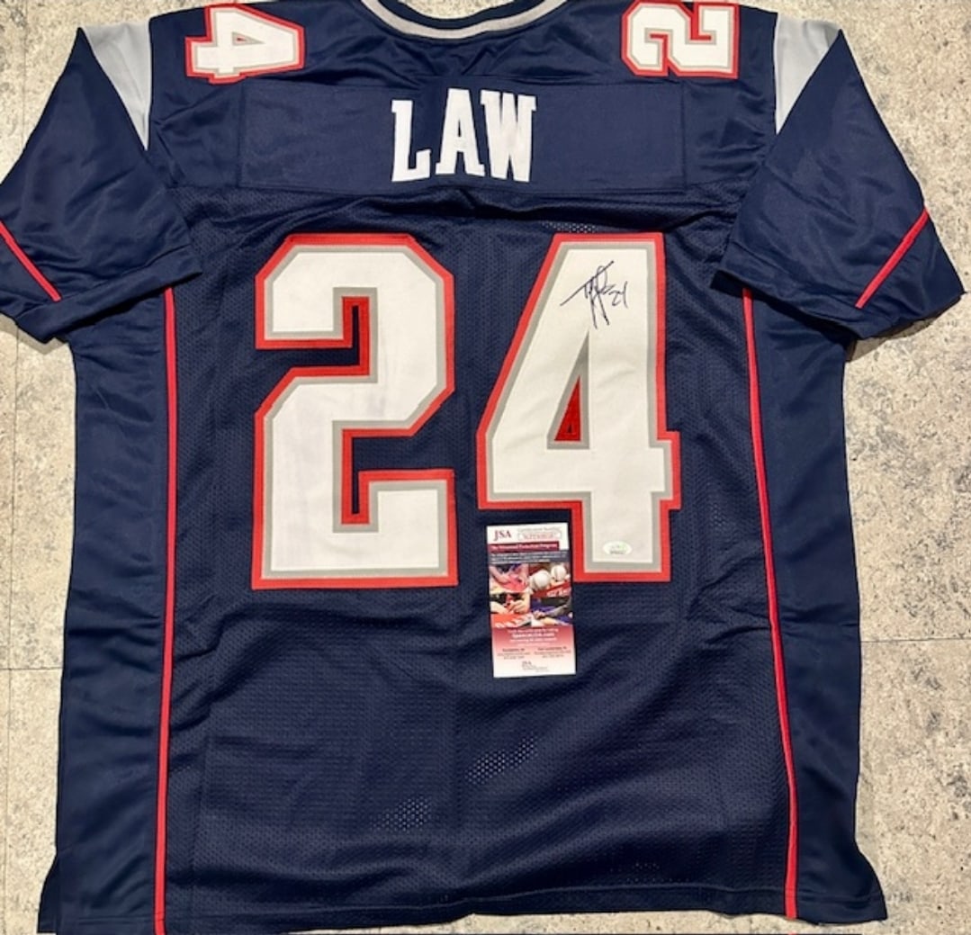 Ty Law New England Patriots Autographed Custom Football Jersey JSA coa (1 of 3)